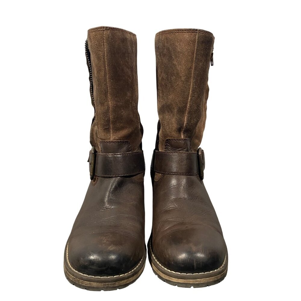 Clarks Womens Majorca Isle Leather & Suede moto Boots Size 9 brown - Picture 2 of 11